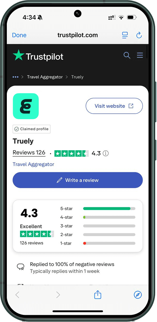 Phone displaying reviews